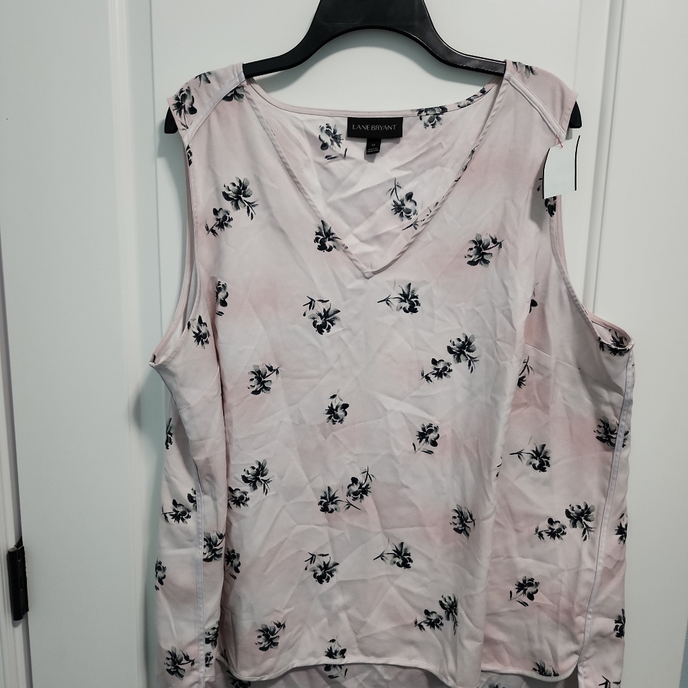 Lane Bryant pink gray floral sleeveless top sz 20